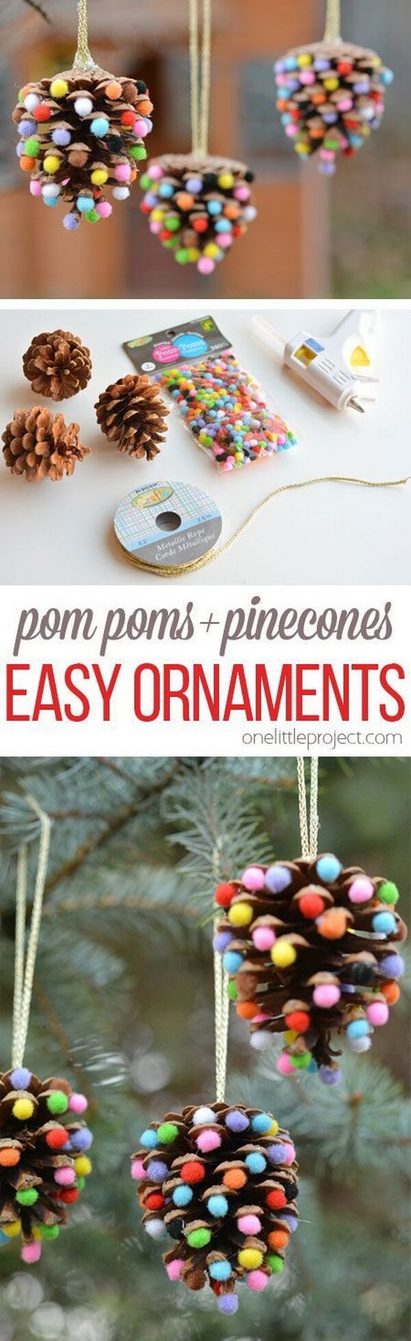 Pom Pom Pine Cones Ornament