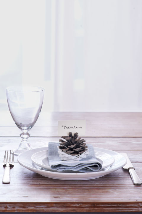 Paint-Dipped Pine Cone Place Card