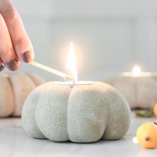 Concrete Pumpkin Candles