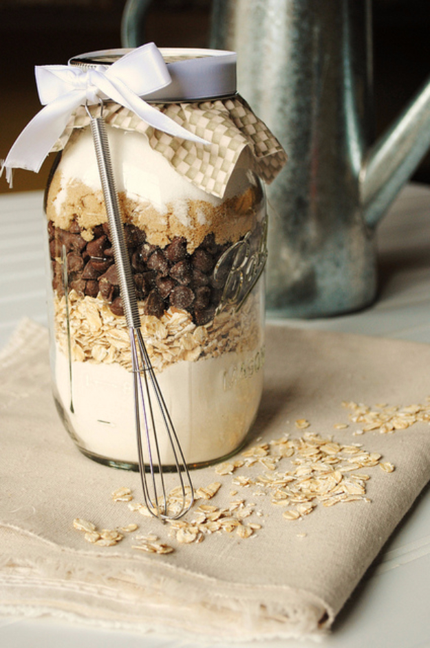 Chocolate And Oatmeal Cookies In A Jar