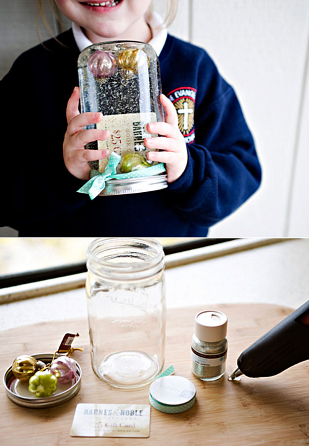 DIY Gift Card Snow Globe Gift Jar