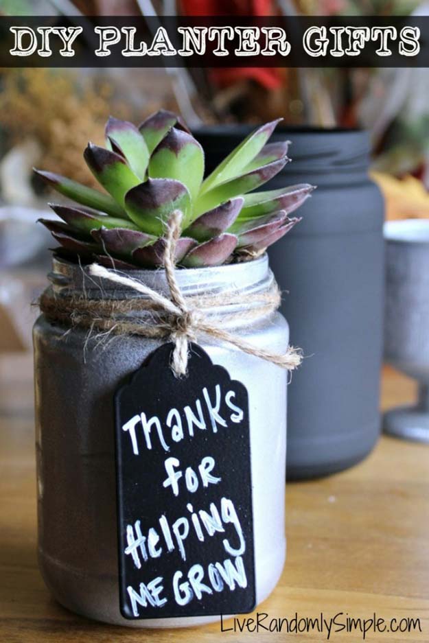 Cute DIY Planter Mason Jar Gift