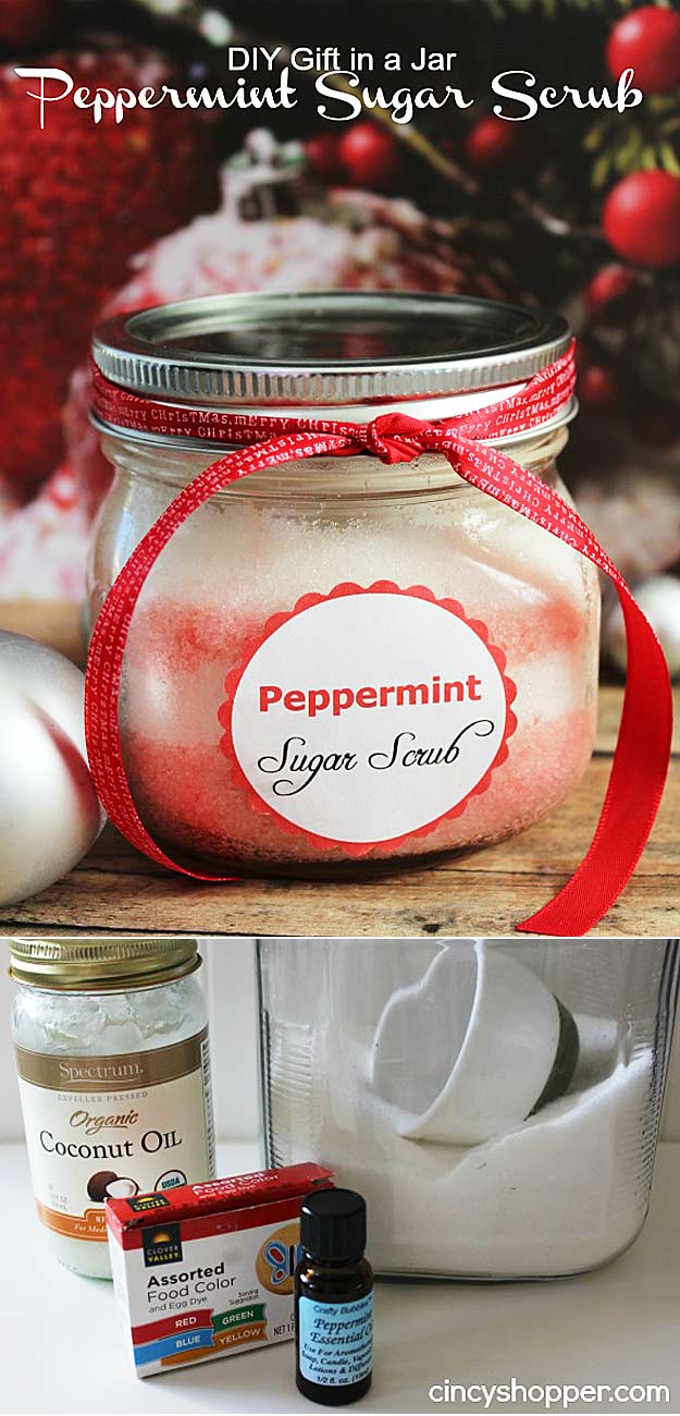 DIY Peppermint Sugar Scrub Mason Jar Gift