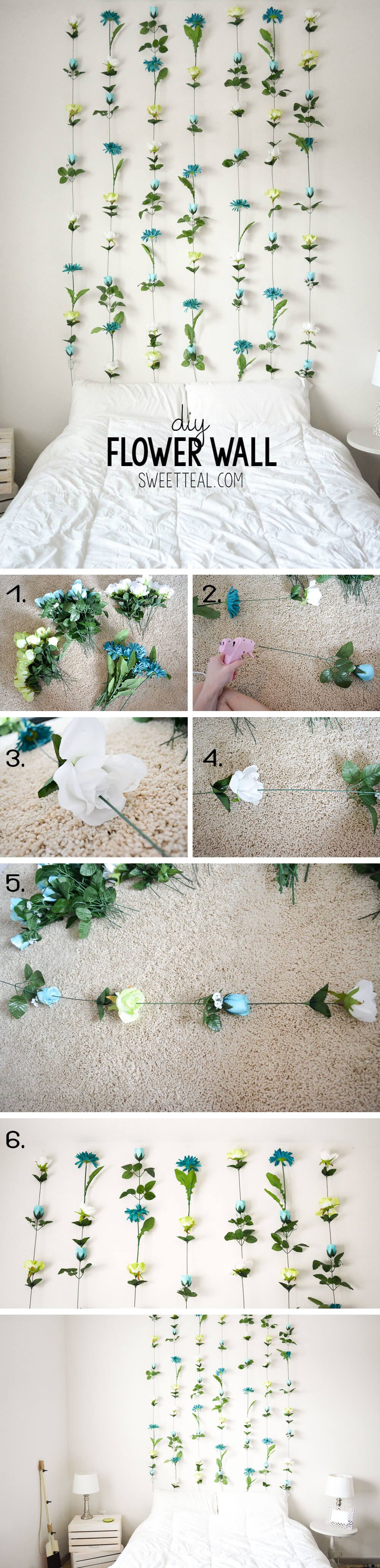 Gorgeous DIY Flower Wall Bedroom Project Ideas