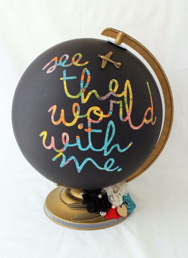 Upcycled Chalkboard Globe