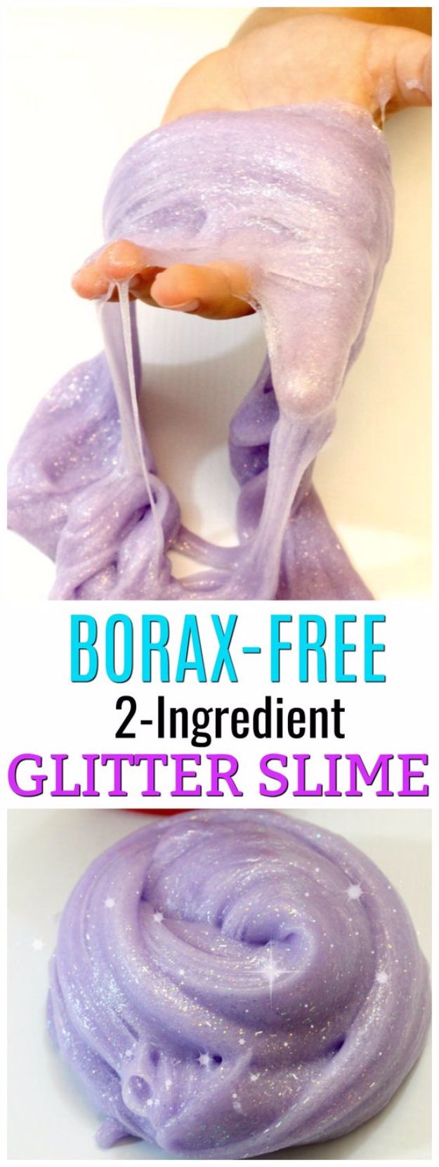 Best DIY Slime Recipes - No Borax Glitter Slime