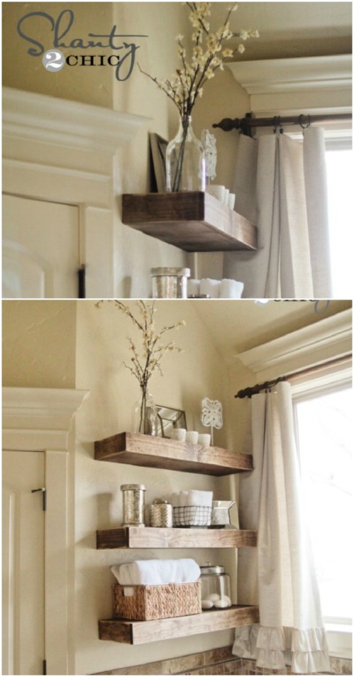 Elegant And Elevated Corner Wall Wooden Shelves