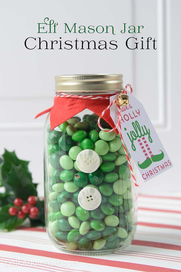 Christmas Themed Elf Mason Jar Gift