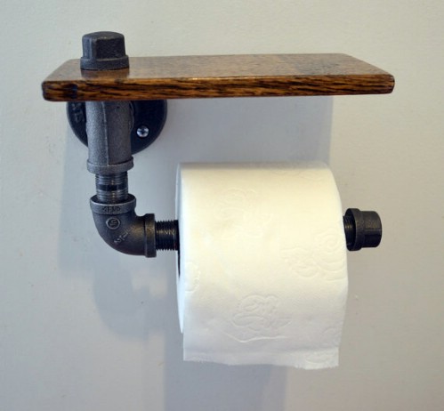 DIY Industrial Pipe Toilet Roll Holder