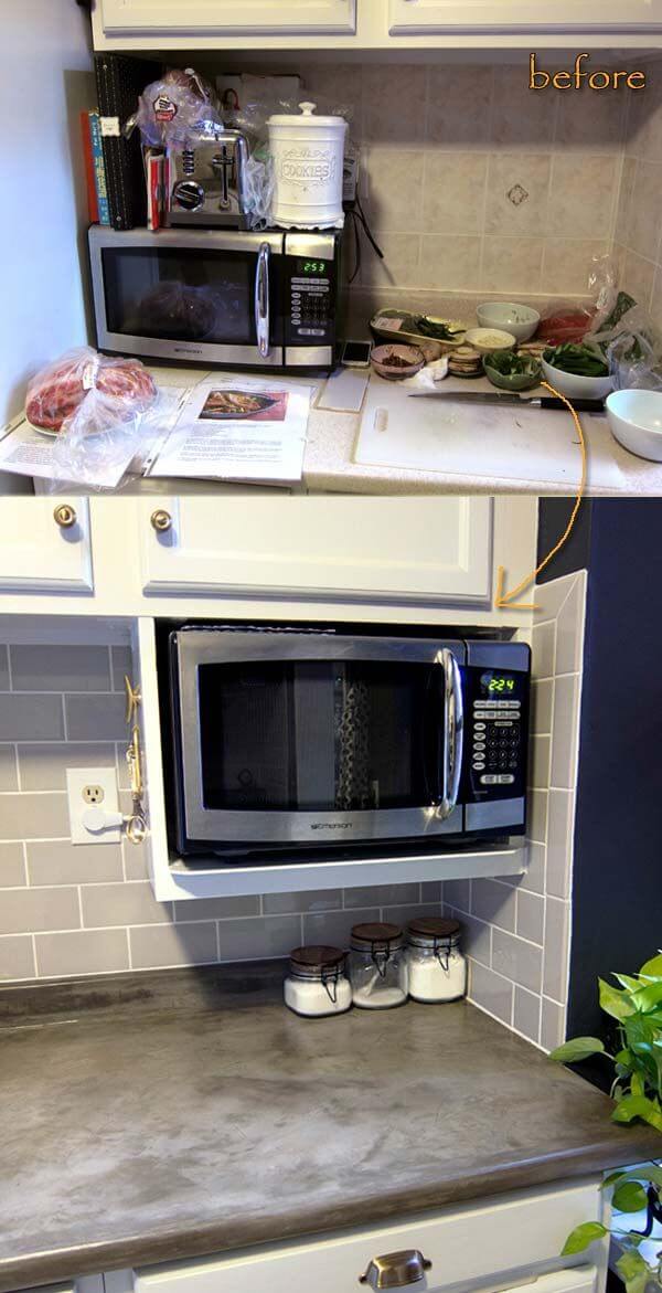 Built-In Under Cabinet Microwave Cubby