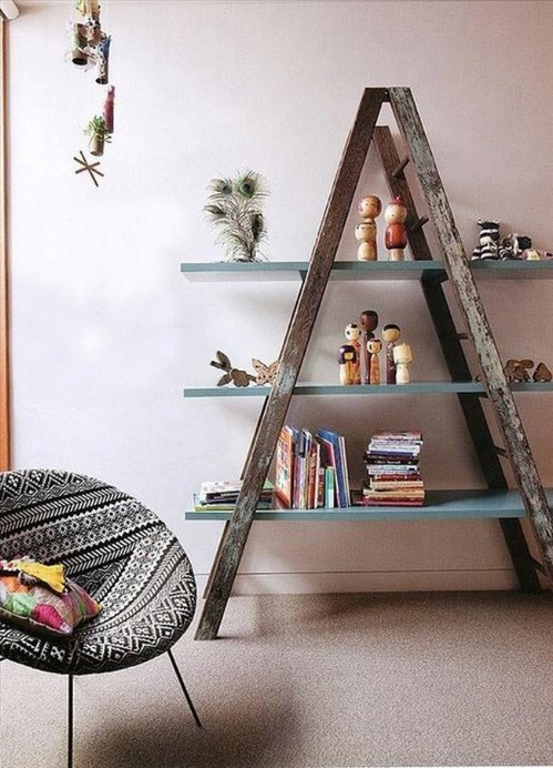 Repurpose An Old Ladder Into A Decorative Shelf