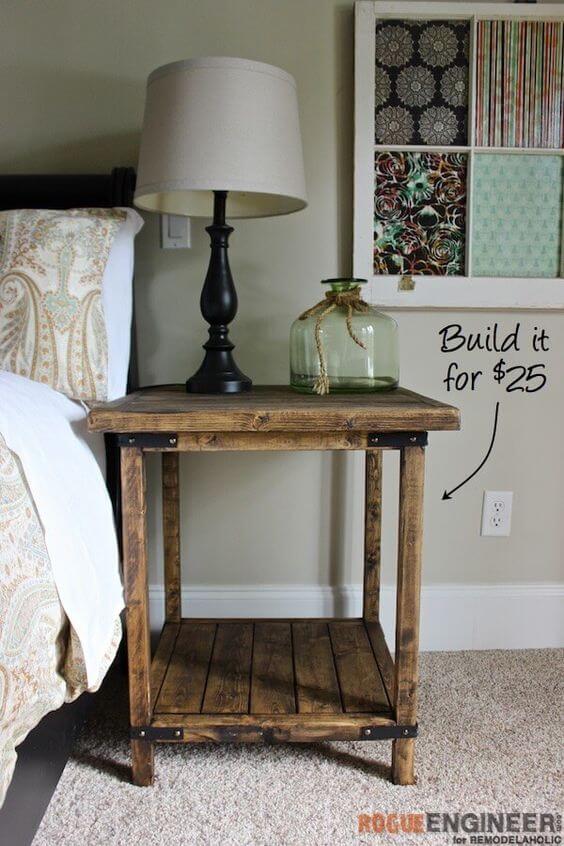 Cheap And Rustic DIY Bedside Table