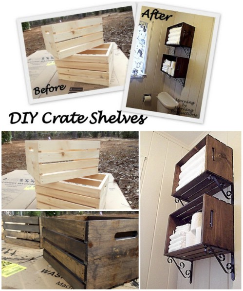 Elegant DIY Crate Shelves For Your Bathroom