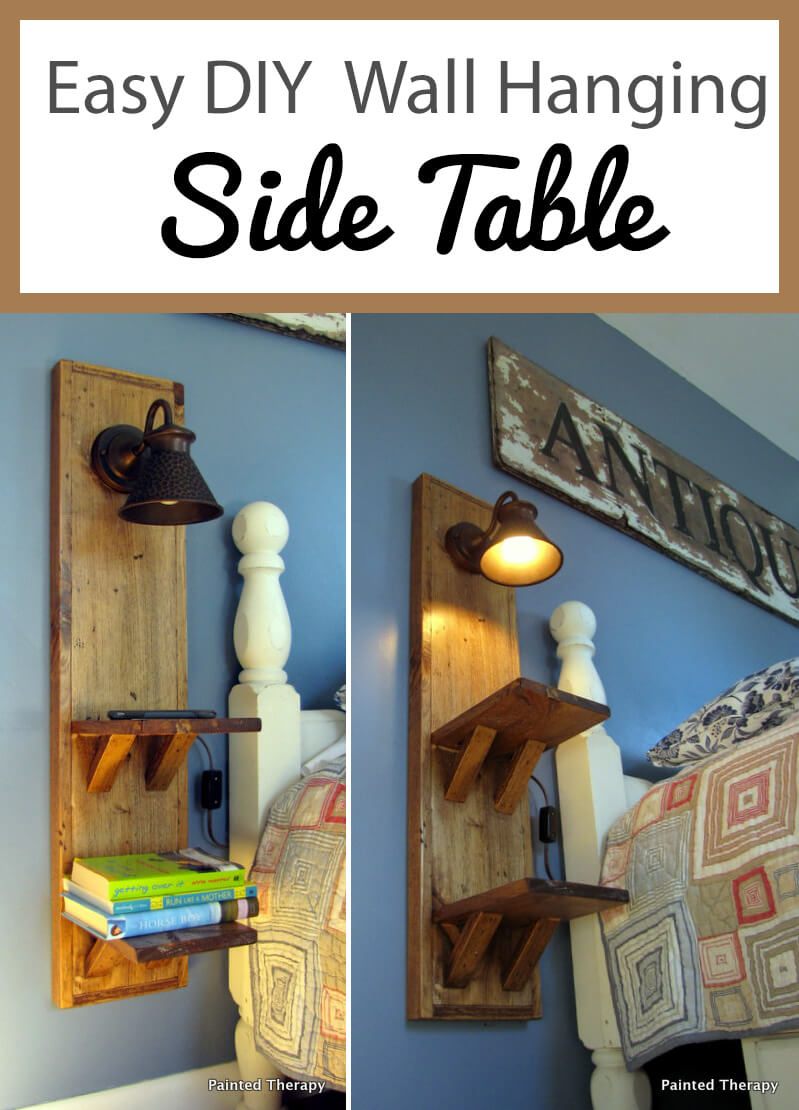 DIY Floating Wooden Side Table On Your Wall