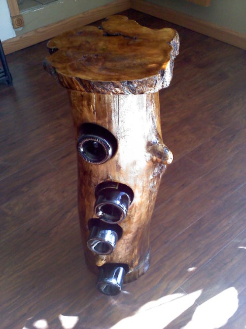 DIY Wine Rack Made From A Log