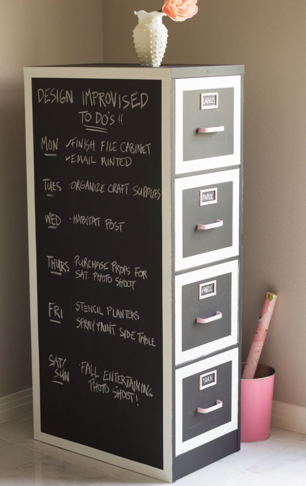 File Cabinet Chalkboard Makeover