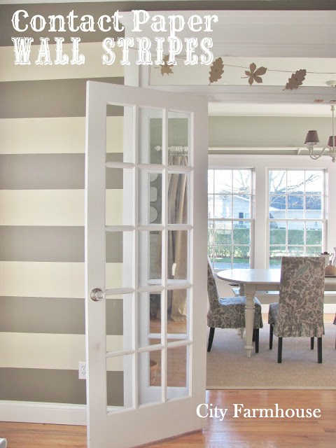 Use Contact Paper To Create A Removable Striped Wall