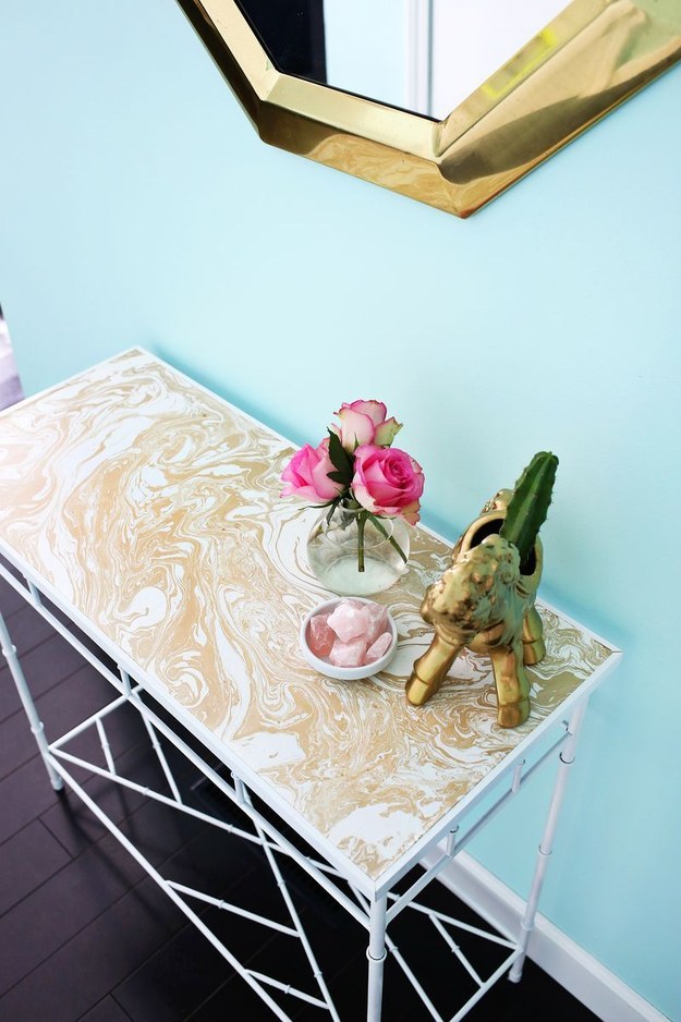 Cover Entry Way/Side Tables With Beautiful Designed Contact Paper