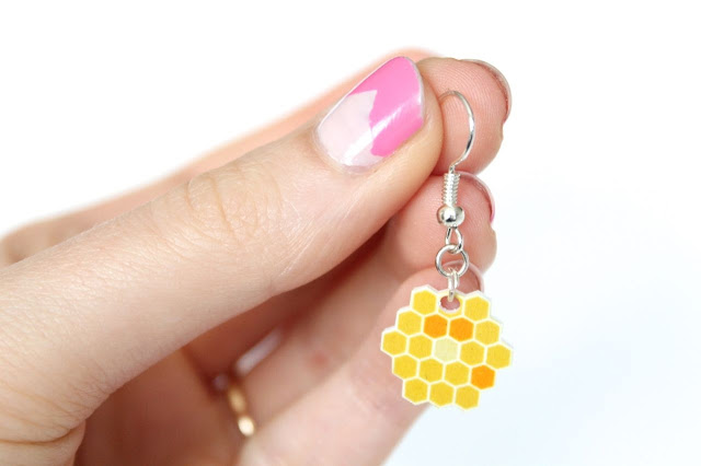 DIY Honeycomb Shrinky Dink Earrings
