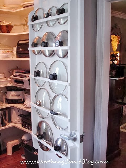 DIY Pot Lid Storage Behind Pantry Doors