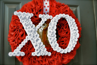Wreath with Spiral Rose Letters