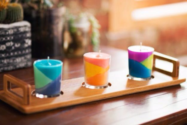 DIY Color Block Candles