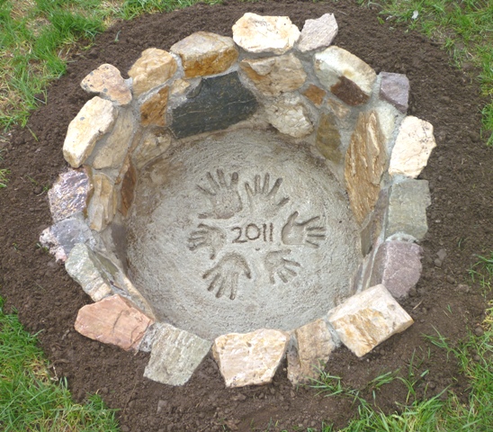 Personalized Concrete Fire Pit With Hand Imprints