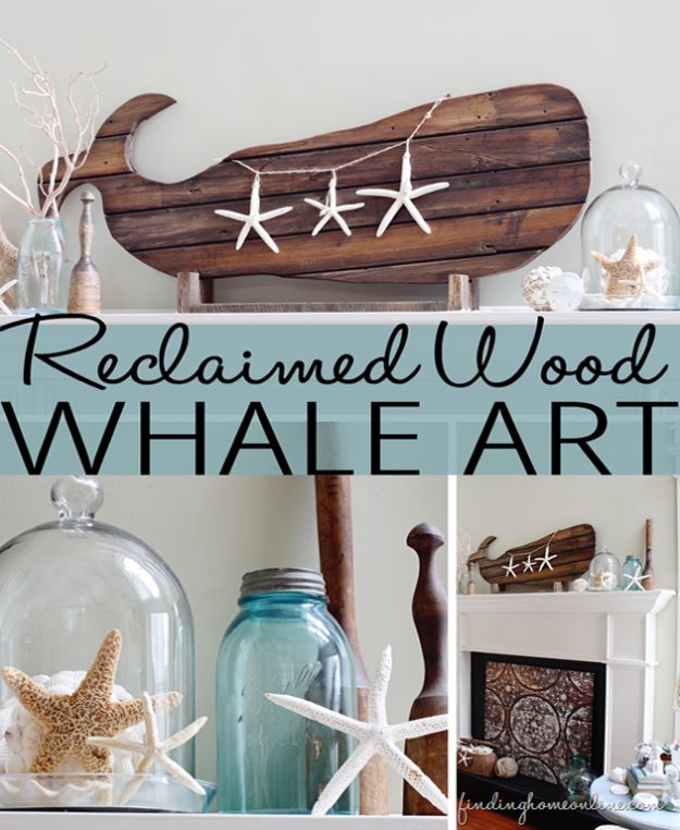 Reclaimed Wood Whale Art