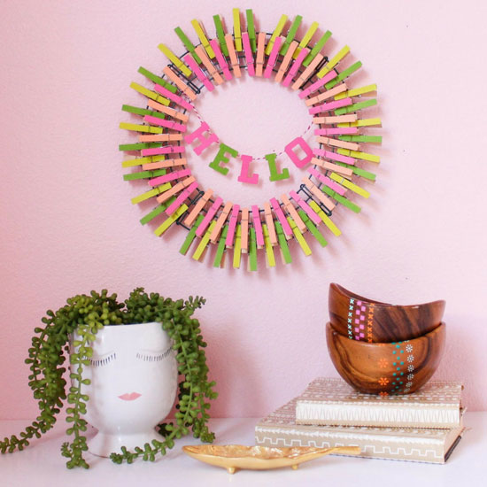 DIY Spring Wreaths - Clothespin Wreath