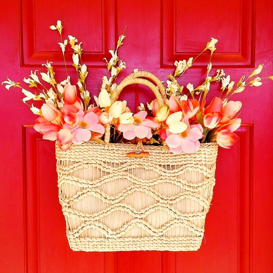  Straw Tote Spring Wreath