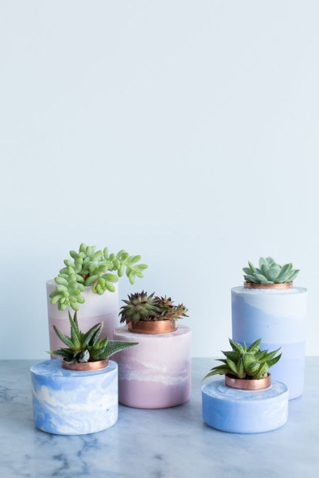 Marbled And Ombre Concrete Planters
