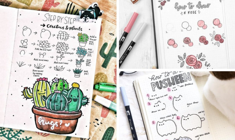 16 Doodle Tutorials (Step By Step) For Your Bullet Journal