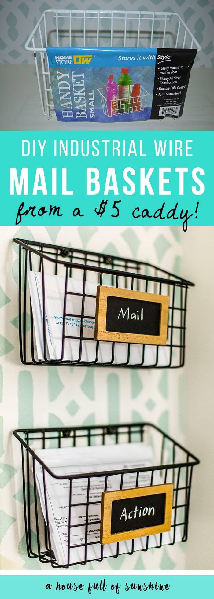$5 DIY Mail Sorting Baskets