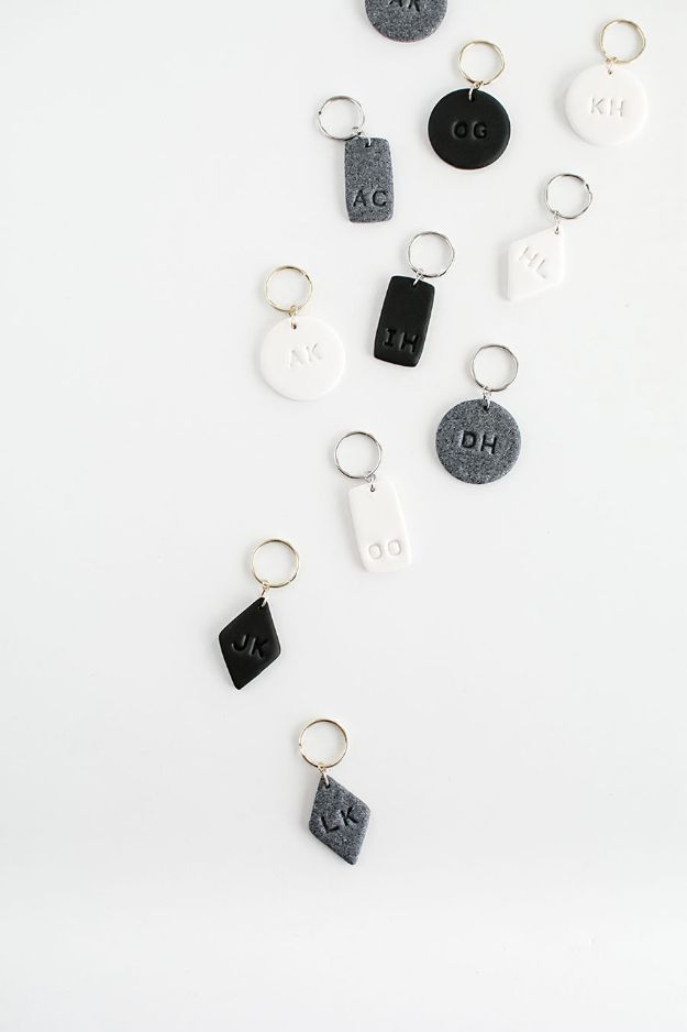 mothers day gift ideas - DIY Monogram Clay Keychains
