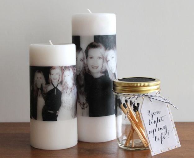DIY Photo Candles - mothers day gift ideas