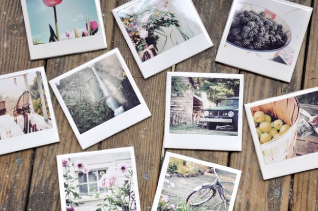 Homemade Polaroid Coasters - mothers day gift ideas