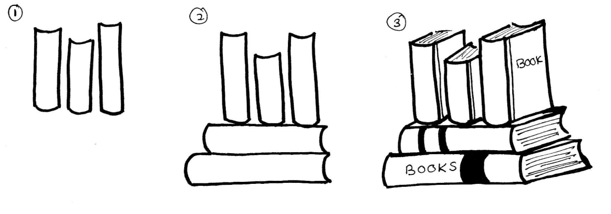 How To Draw Stacked Books