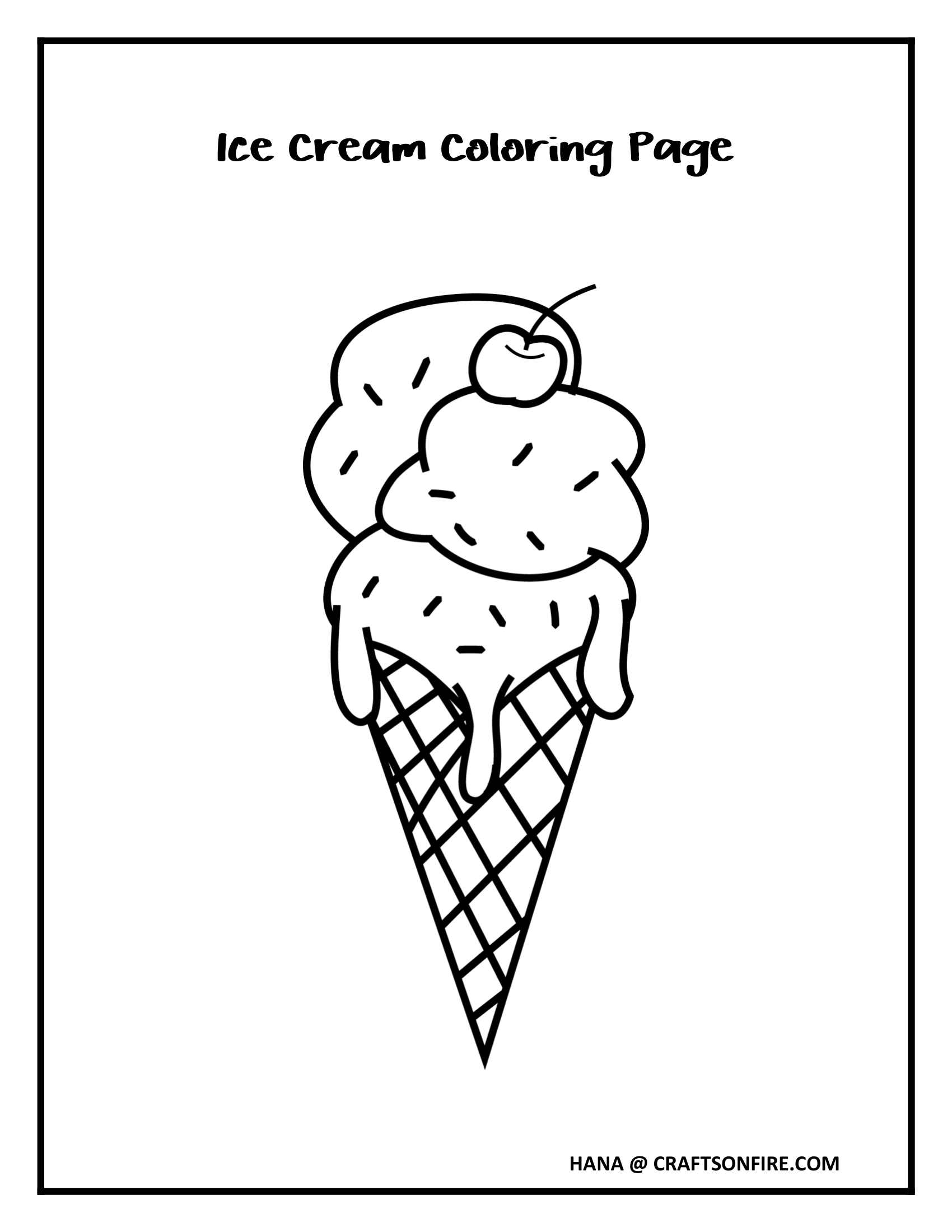 Free Ice Cream Coloring Page