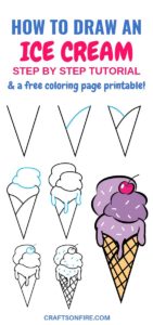 How To Draw An Ice Cream In 12 Steps - Drawing Tutorial - Craftsonfire