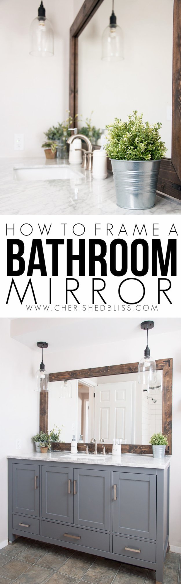 Wood Framed Bathroom Mirror DIY