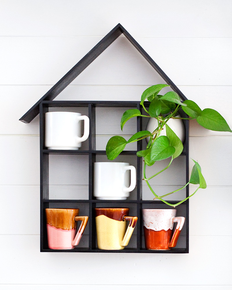 DIY House Shaped Coffee Mug Shelf