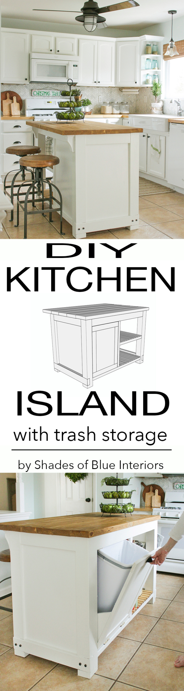 DIY Kitchen Island With Trash Storage