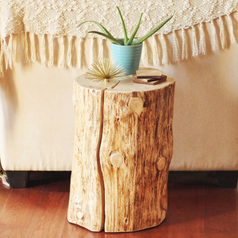 DIY Natural Tree Stump Side Table