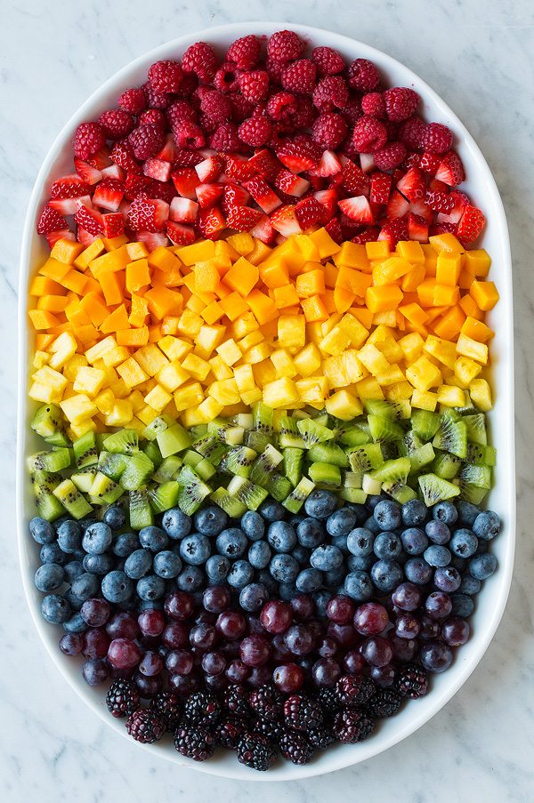 rainbow fruit platter tray arrangement