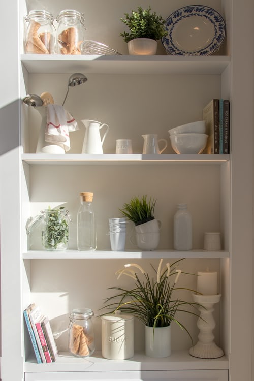 How To Arrange Dishes In Glass Kitchen Cabinets