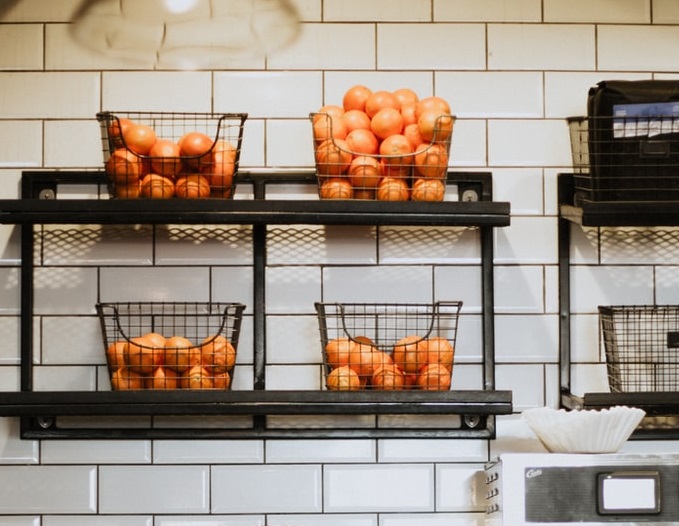 Produce Basket Display To Hang On Kitchen Wall