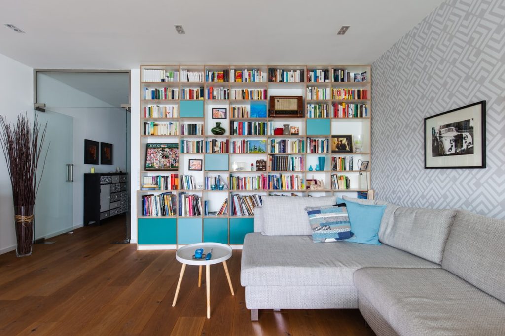 Bookcase for large wall decor