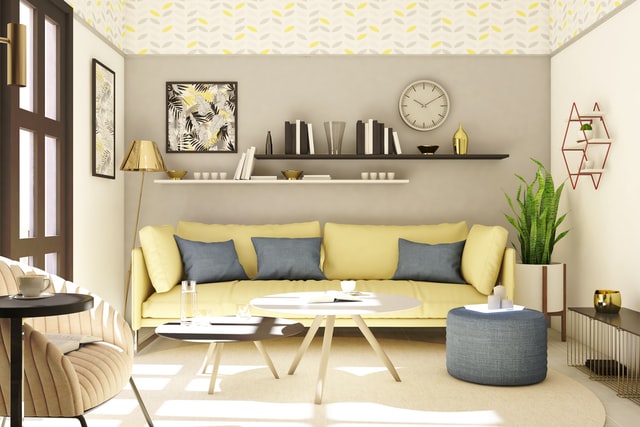 grey and yellow color scheme