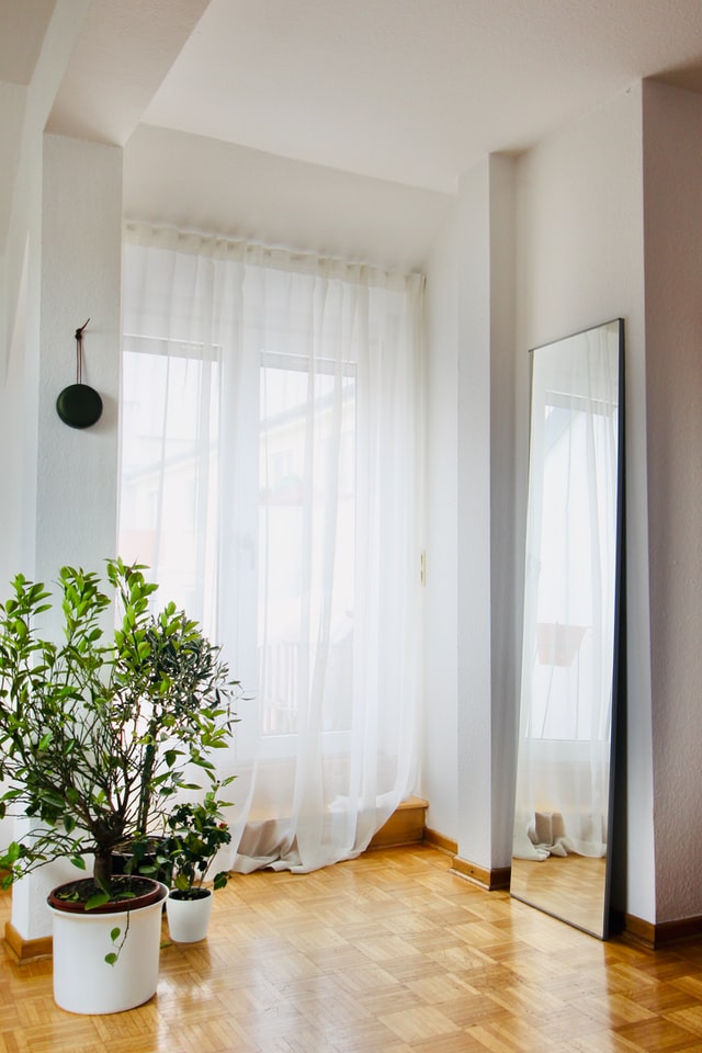 Ways to cover standing mirror in bedroom