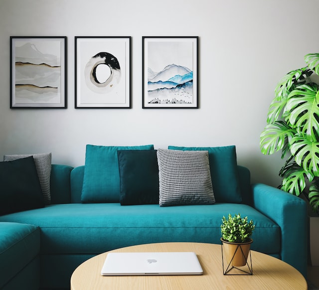 decorating with blue couch